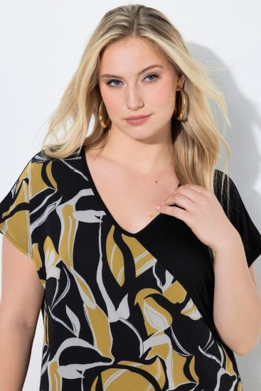 Ulla Popken 850406 Rochie din șifon imprimată Neagră - Rochii - Rochii pentru toate mărimile
