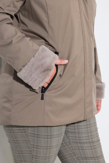 Ulla Popken 850509 Geacă din blană artificială Taupe - Geci - Jachete de damă marimi mari