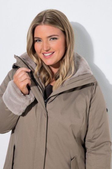 Ulla Popken 850509 Geacă din blană artificială Taupe - Geci - Jachete de damă marimi mari