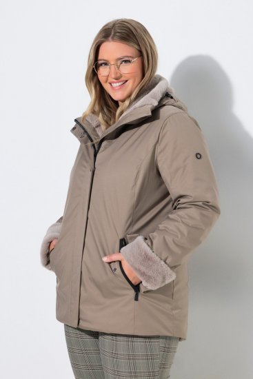 Ulla Popken 850509 Geacă din blană artificială Taupe - Geci - Jachete de damă marimi mari