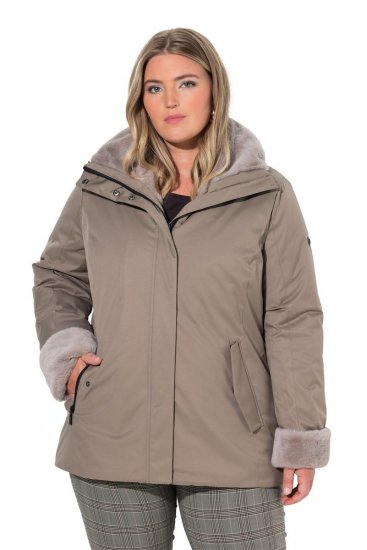 Ulla Popken 850509 Geacă din blană artificială Taupe - Geci - Jachete de damă marimi mari