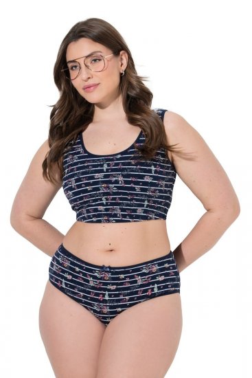 Ulla Popken 850538 Chiloți cu flori din bumbac organic set de 2 Bleumarin - Chiloți - 