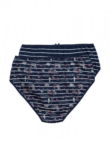 Ulla Popken 850538 Chiloți cu flori din bumbac organic set de 2 Bleumarin - Chiloți - 