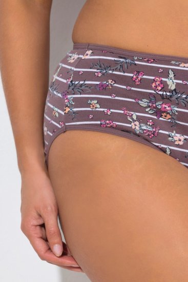 Ulla Popken 850538 Chiloți cu flori din bumbac organic set de 2 Maro - Chiloți - 
