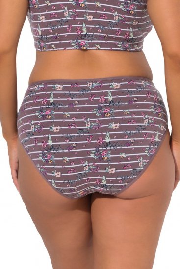 Ulla Popken 850538 Chiloți cu flori din bumbac organic set de 2 Maro - Chiloți - 