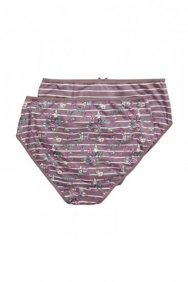 Ulla Popken 850538 Chiloți cu flori din bumbac organic set de 2 Maro - Chiloți - 