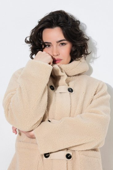 Ulla Popken 850589 Geacă teddy Alb unt - Geci - Jachete de damă marimi mari