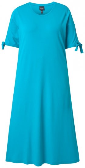 Ulla Popken 850724 Rochie midi cu mânecă scurtă și cordon de legat Turcoaz - Rochii midi - Rochii midi la marimi mari