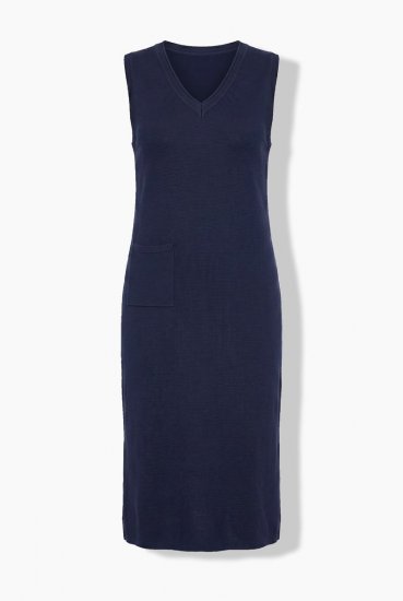 Ulla Popken 850725 Rochie tricotată cu decolteu în V Bleumarin - Rochii tricotate - 