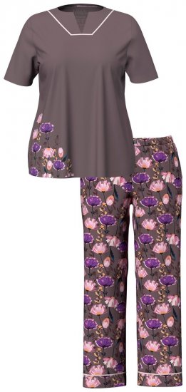 Ulla Popken 850903 Pijama cu flori set de 2 Maro - Pijamale/Haine de casă - 