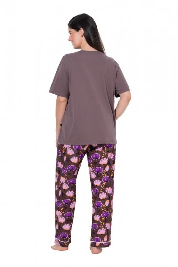Ulla Popken 850903 Pijama cu flori set de 2 Maro - Pijamale/Haine de casă - 