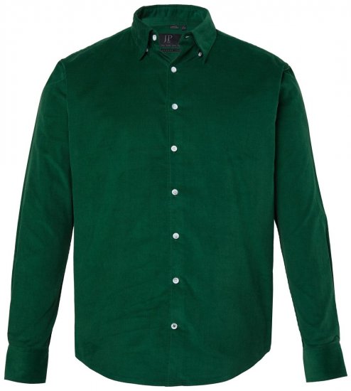 JP1880 850921 Cămașă din catifea reiată cu mânecă lungă Verde pădure TALL - TALL cămăși - Cămăși TALL pentru bărbați înalți