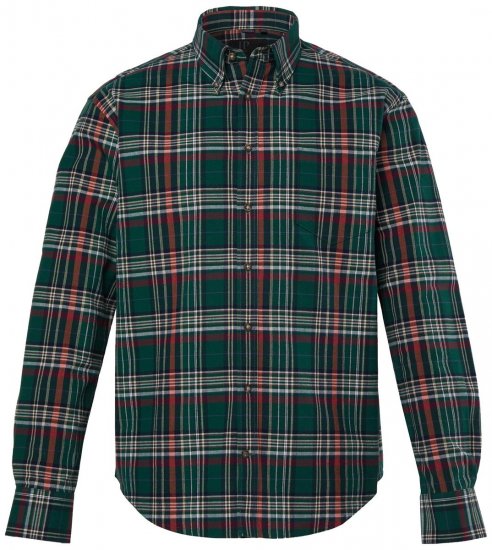 JP1880 850923 Cămașă în carouri cu mânecă lungă Verde pădure TALL - TALL cămăși - Cămăși TALL pentru bărbați înalți