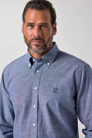 JP1880 850931 Cămașă chambray cu mânecă lungă Albastru denim TALL - TALL cămăși - Cămăși TALL pentru bărbați înalți