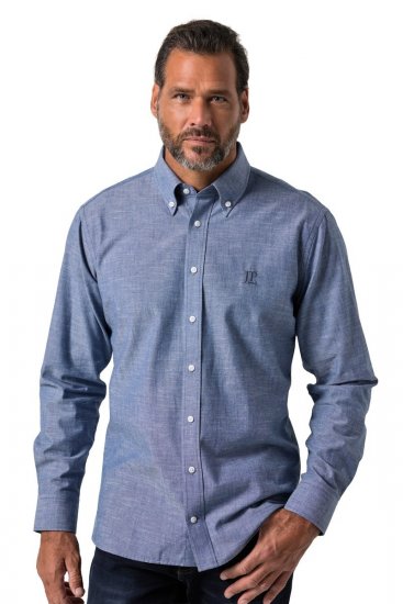 JP1880 850931 Cămașă chambray cu mânecă lungă Albastru denim TALL - TALL cămăși - Cămăși TALL pentru bărbați înalți