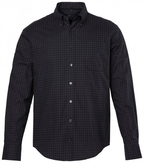 JP1880 850950 Cămașă din flanel în carouri cu mânecă lungă Neagră TALL - TALL cămăși - Cămăși TALL pentru bărbați înalți