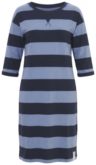 Ulla Popken 850958 Rochie hanorac în dungi cu mânecă 3/4 Bleumarin - Rochii din molton -