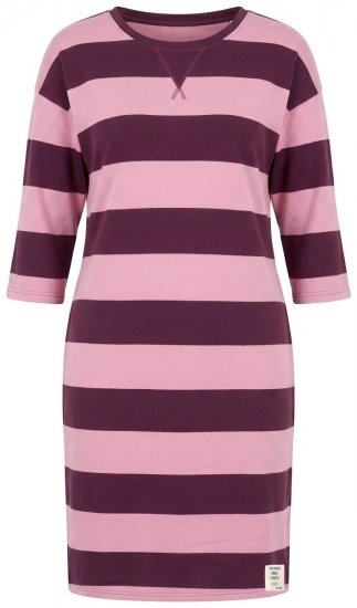 Ulla Popken 850958 Rochie hanorac în dungi cu mânecă 3/4 Roșu vin - Rochii din molton -