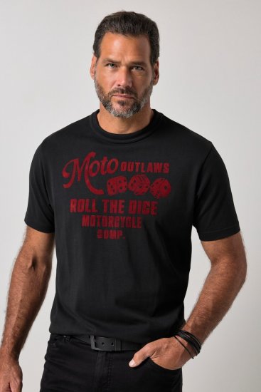 JP1880 851002 Tricou cu imprimeu pe piept Neagră TALL - TALL T-shirts - Tricouri pentru Bărbați Înalți