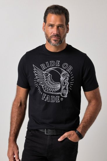 JP1880 851008 Tricou cu imprimeu pe piept Neagră TALL - TALL T-shirts - Tricouri pentru Bărbați Înalți