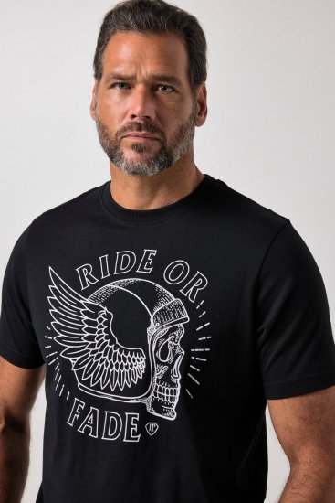 JP1880 851008 Tricou cu imprimeu pe piept Neagră TALL - TALL T-shirts - Tricouri pentru Bărbați Înalți