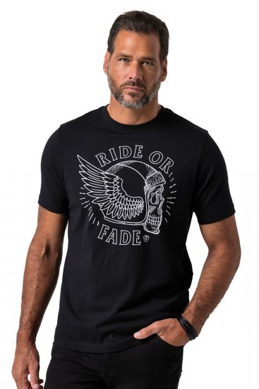 JP1880 851008 Tricou cu imprimeu pe piept Neagră TALL - TALL T-shirts - Tricouri pentru Bărbați Înalți