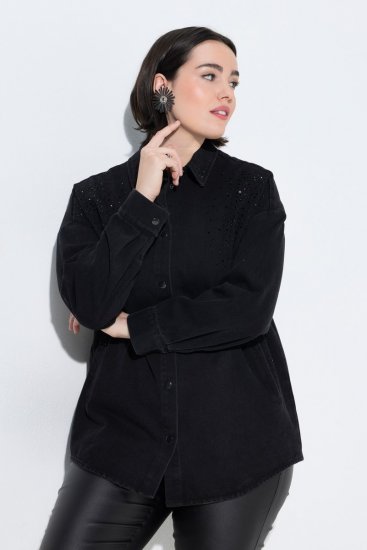 Ulla Popken 851036 Geacă din denim Antracit - Geci - Jachete de damă marimi mari
