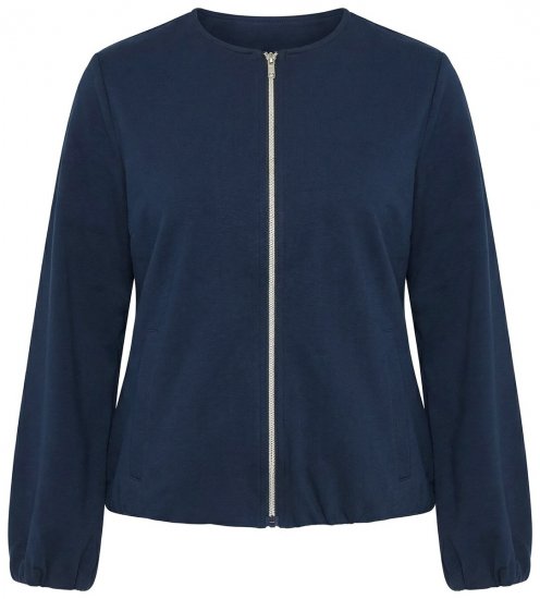 Ulla Popken 851040 Hanorac cu fermoar Bleumarin - Hanorace fără glugă - Bluze de trening pentru femei