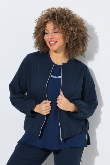 Ulla Popken 851040 Hanorac cu fermoar Bleumarin - Hanorace fără glugă - Bluze de trening pentru femei