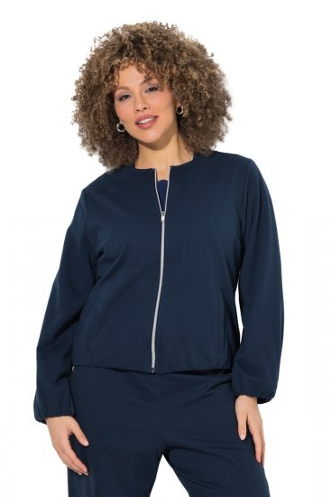 Ulla Popken 851040 Hanorac cu fermoar Bleumarin - Hanorace fără glugă - Bluze de trening pentru femei