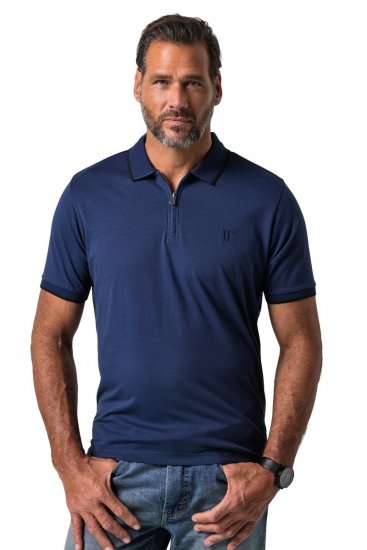 JP1880 851048 Tricou polo cu fermoar Albastru noapte TALL - TALL tricouri polo - Tricouri polo TALL pentru bărbați înalți
