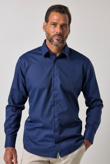 JP1880 851055 Cămașă business cu model fără călcare cu mânecă lungă Bleumarin TALL - TALL cămăși - Cămăși TALL pentru bărbați înalți