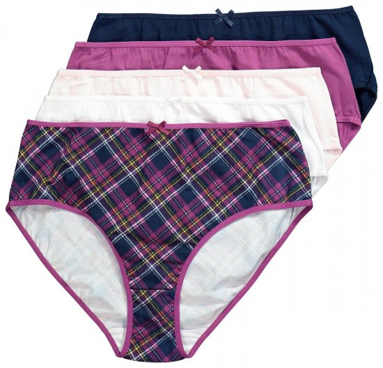 Ulla Popken 851070 Chiloți în carouri din bumbac organic set de 5 Violet - Chiloți - 