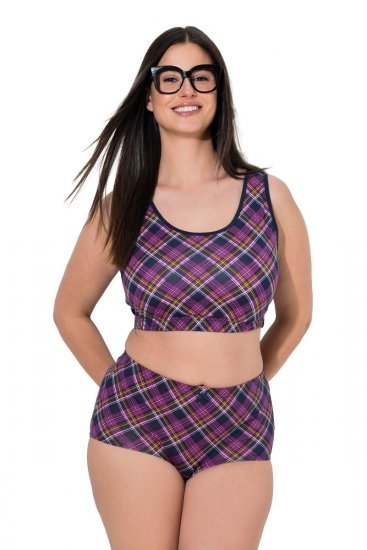 Ulla Popken 851071 Chiloți în carouri din bumbac organic set de 2 Violet - Chiloți - 
