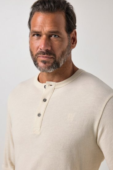 JP1880 851075 Tricou henley cu mânecă lungă Gri nisip TALL - TALL T-shirts - Tricouri pentru Bărbați Înalți