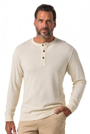 JP1880 851075 Tricou henley cu mânecă lungă Gri nisip TALL - TALL T-shirts - Tricouri pentru Bărbați Înalți