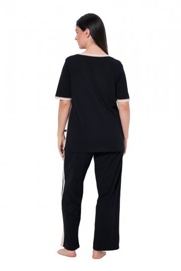 Ulla Popken 851245 Pijama în dungi Neagră - Pijamale/Haine de casă - 