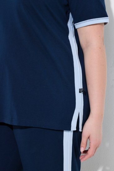 Ulla Popken 851245 Pijama în dungi Bleumarin - Pijamale/Haine de casă - 