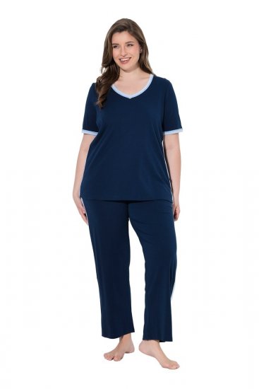 Ulla Popken 851245 Pijama în dungi Bleumarin - Pijamale/Haine de casă - 