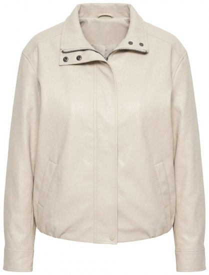 Ulla Popken 851329 Geacă biker cu aspect de piele și fermoar Taupe - Geci - Jachete de damă marimi mari