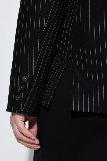 Ulla Popken 851341 Sacou elastic cu dungi fine Neagră - Sacouri - Sacouri în Mărimi Mari pentru Femei