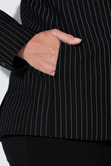 Ulla Popken 851341 Sacou elastic cu dungi fine Neagră - Sacouri - Sacouri în Mărimi Mari pentru Femei