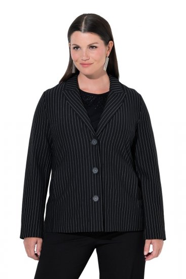 Ulla Popken 851341 Sacou elastic cu dungi fine Neagră - Sacouri - Sacouri în Mărimi Mari pentru Femei