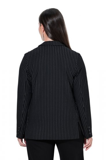Ulla Popken 851341 Sacou elastic cu dungi fine Neagră - Sacouri - Sacouri în Mărimi Mari pentru Femei