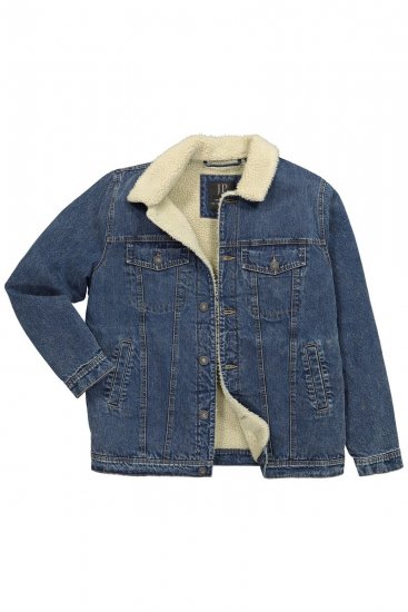 JP1880 851363 Geacă de blugi cu căptușeală teddy Albastru denim - Geci - Geci Bărbați Mărimi Mari