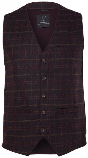 JP1880 851393 Vestă din tweed în carouri Roșu vin - Costume - Costume Bărbați mărimi mari