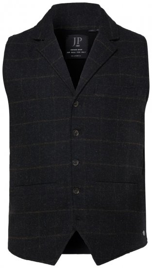 JP1880 851395 Vestă din tweed în carouri cu stretch Neagră - Costume - Costume Bărbați mărimi mari