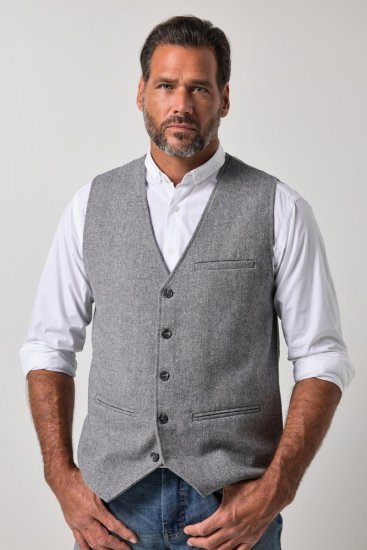 JP1880 851399 Vestă din amestec de lână cu spate tricotat Gri deschis - Costume - Costume Bărbați mărimi mari