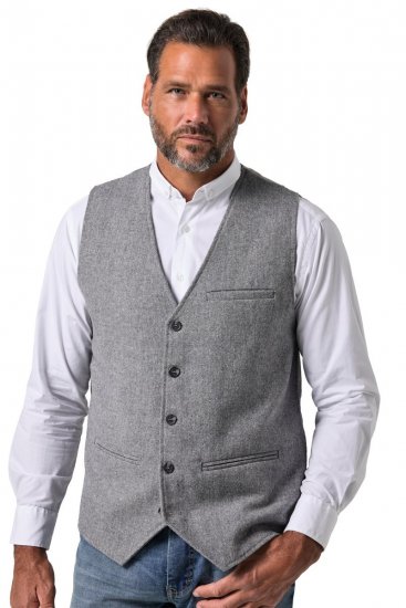 JP1880 851399 Vestă din amestec de lână cu spate tricotat Gri deschis - Costume - Costume Bărbați mărimi mari