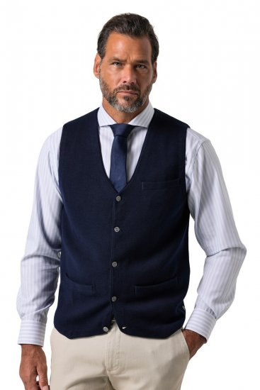 JP1880 851421 Vestă tricotată cu decolteu în V Bleumarin - Costume - Costume Bărbați mărimi mari